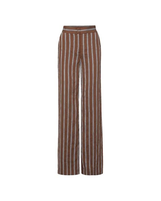 Veronica Beard Brown Carraway Stripe-Print Trousers