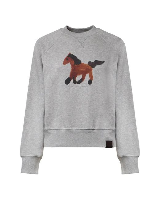 Stella McCartney Gray Horse-Print Raglan-Sleeve Sweatshirt