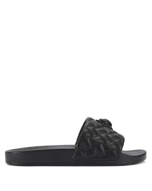 Kurt Geiger Black Quilted Meena Eagle Slides for men