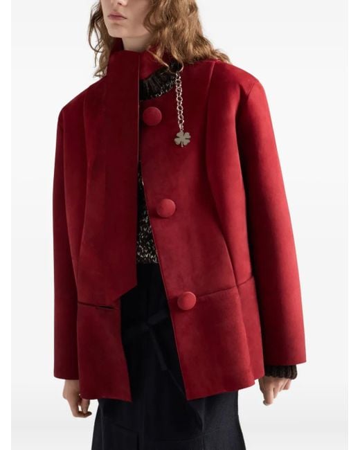 Prada Red Bow-Detail Buttoned Jacket