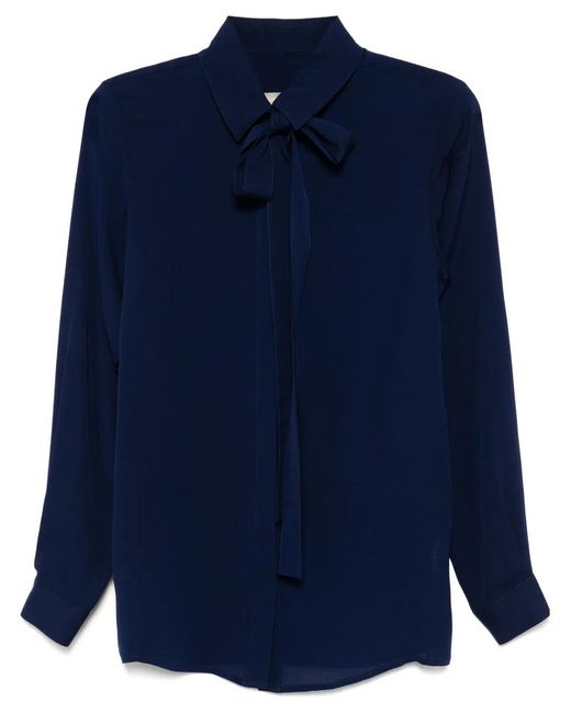 Elie Saab Blue Silk Shirt