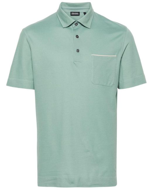 Zegna Green Pique Polo Shirt for men