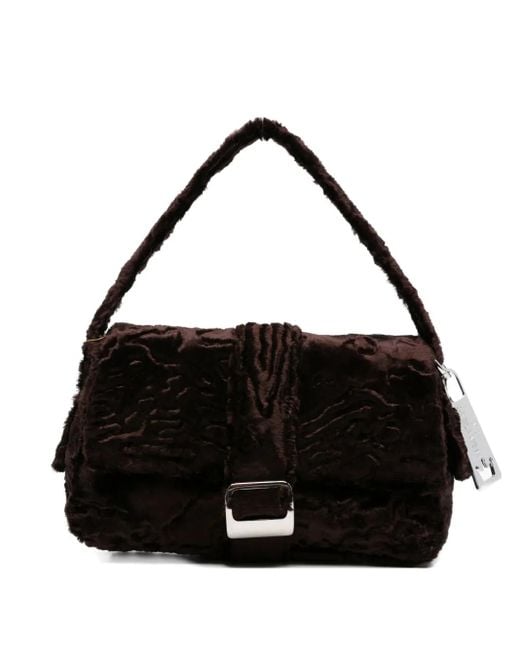 Bolso de hombro con hebilla texturizada La Milanesa de color Black