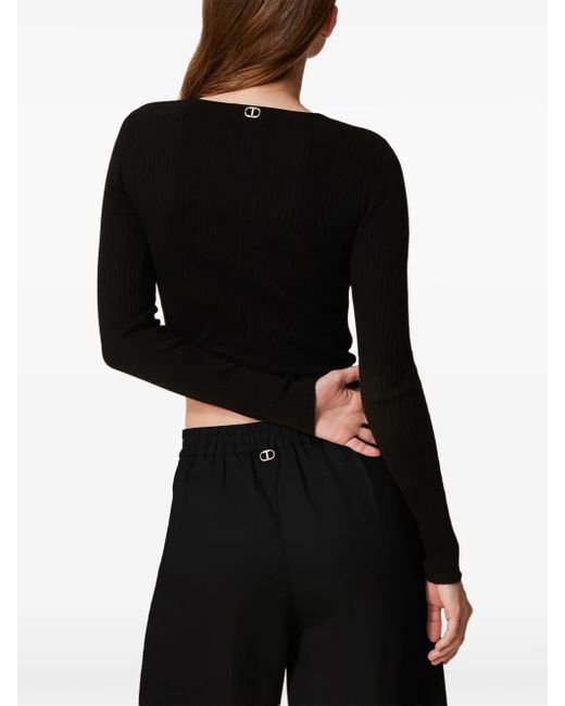 Twinset リブ カーディガン Black