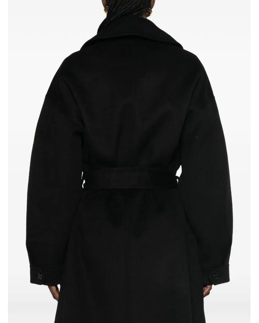 Frankie Shop Black Belted Double-Breasted Coat