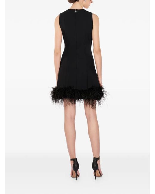 IMROSKA Black Robe Courte 7 Heaven Bordée De Plumes