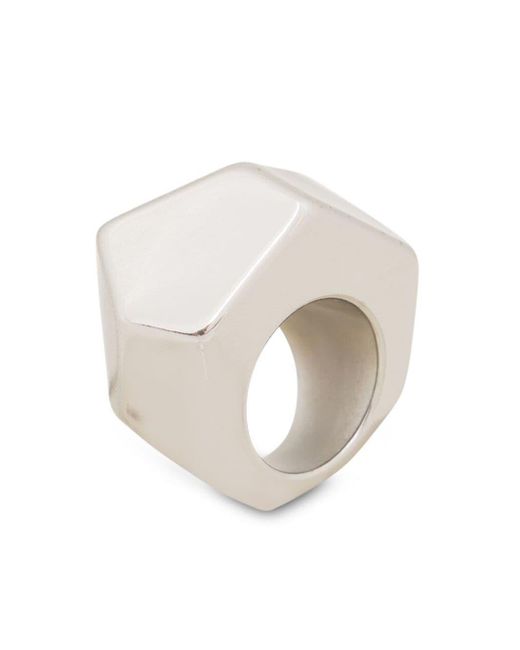 Alberta Ferretti Metallic Ring Met Facetten in het White