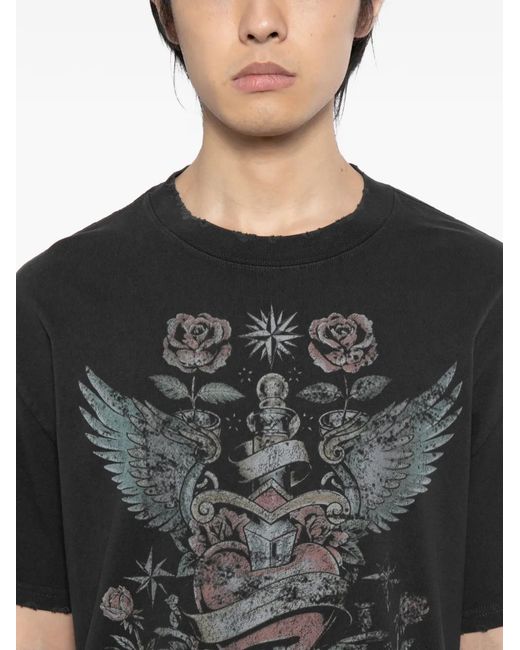 WARMAN Black Graphic-Print T-Shirt for men