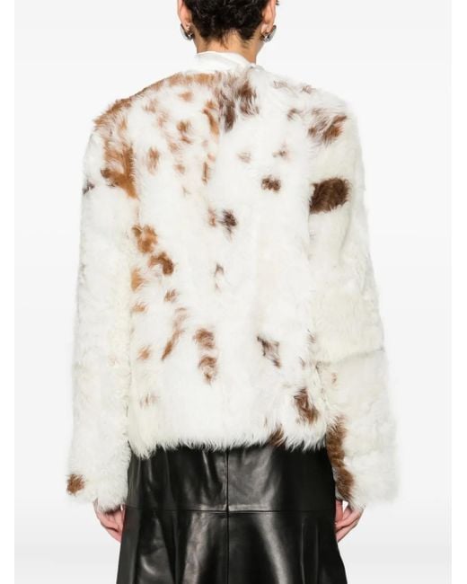 Zimmermann White Hypnotic Spot Shearling Jacket