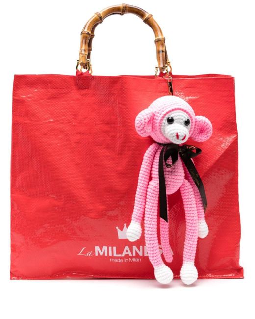 La Milanesa Red Animal-appliqué Tote Bag