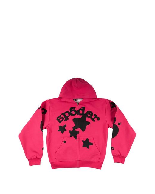 Sp5der Pink Hoodie Beluga À Fermeture Zippée for men