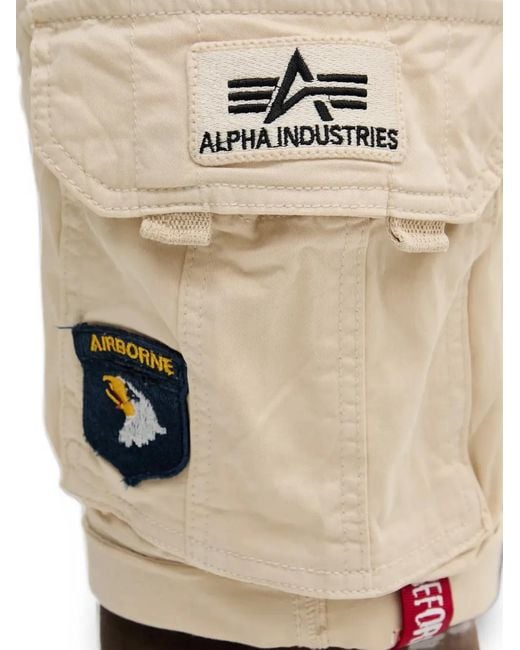 Alpha Industries Crew Cargo Shorts Met Logo-Patch in het Natural voor heren