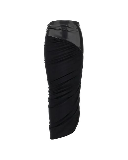 ANDAMANE Black Midi Ursu Ruched Skirt