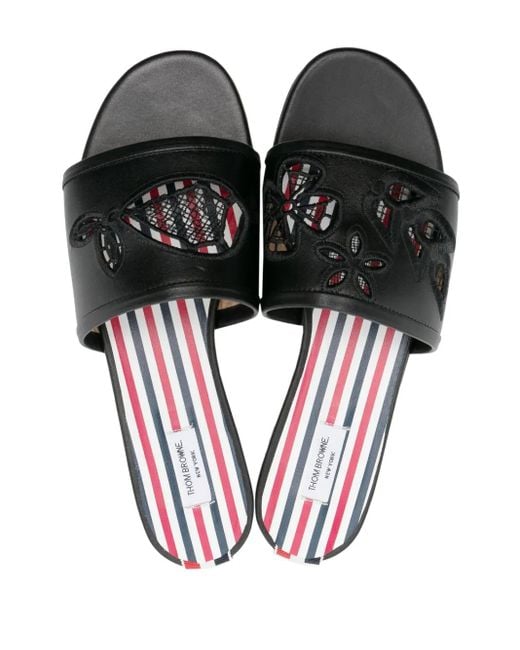 Thom Browne Black Icon Claquette Leather Slides