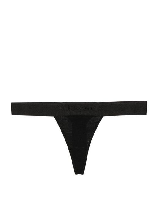 Palm Angels Black Logo-tape Stretch-cotton Thong
