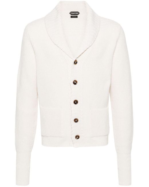 Tom Ford White Chunky-knit Cashmere Cardigan for men