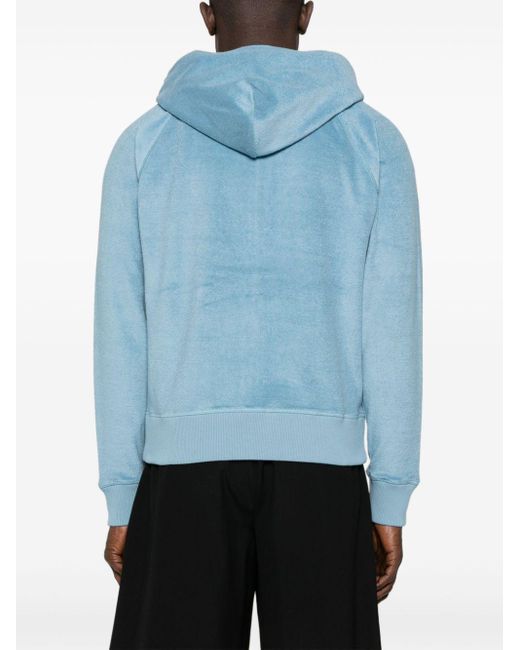 Tom Ford Blue Terry-cloth Cotton Hoodie for men