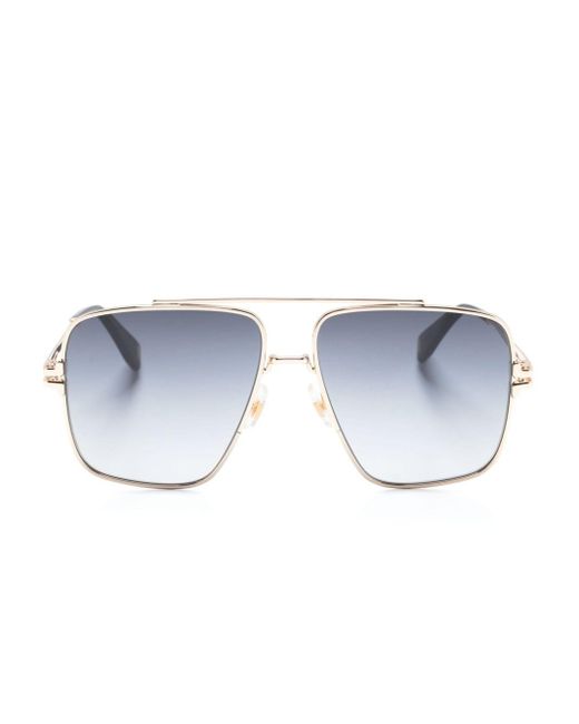 Marc Jacobs Blue Logo-engraved Navigator-frame Sunglasses