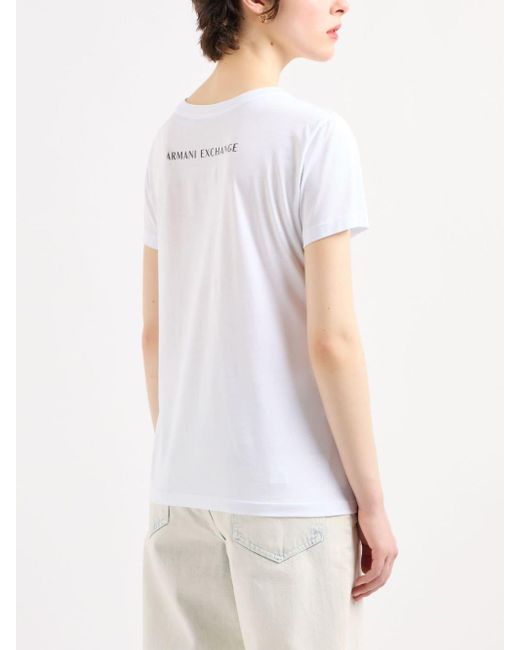 Giorgio Armani Slogan Print Cotton T Shirt in White Lyst