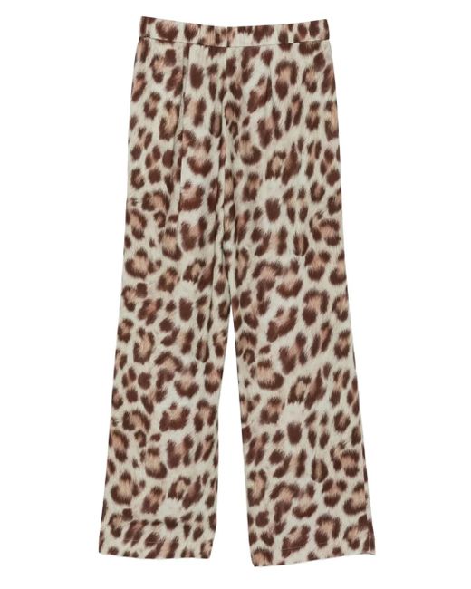 Luisa Cerano White Leopard-Print Trousers