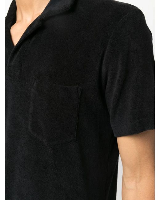 Orlebar Brown Black Terry-Cloth Cotton Polo Shirt for men