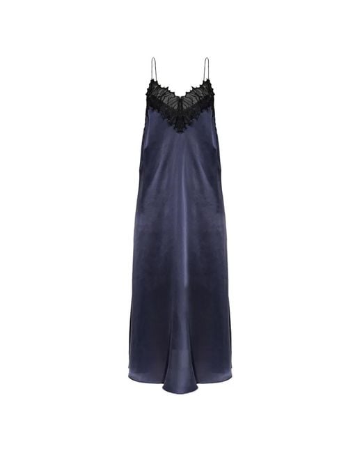 IRO Blue Bailar Lace-Trim Midi Dress