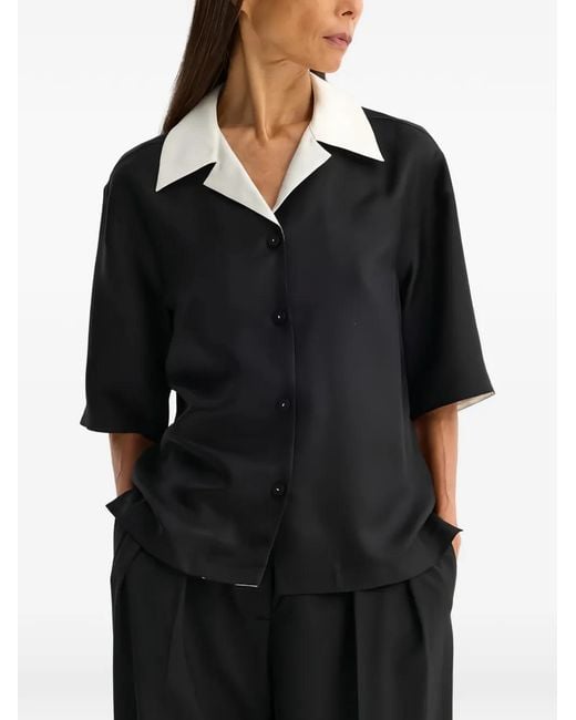 Rohe Blue Contrast Camp-Collar Shirt