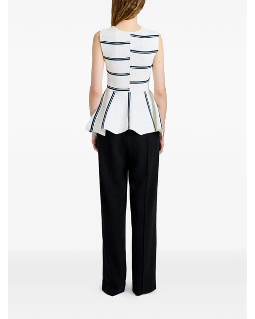 Proenza Schouler White Eugenie Striped Ribbed Knit Top