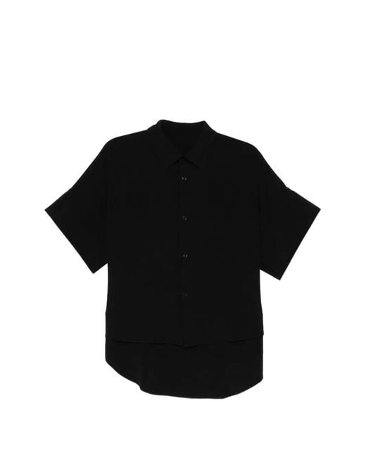 Y's Yohji Yamamoto Black Crepe De Chine Short Cuffs Shirt