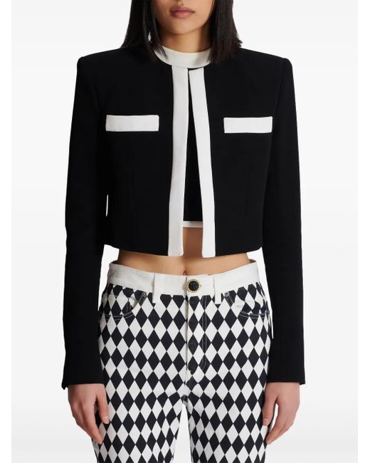 Balmain Black Spencer Crepe Cropped Jacket - Women's - Viscose