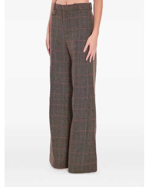 Chloé Brown Tailored Checked Wool Trousers