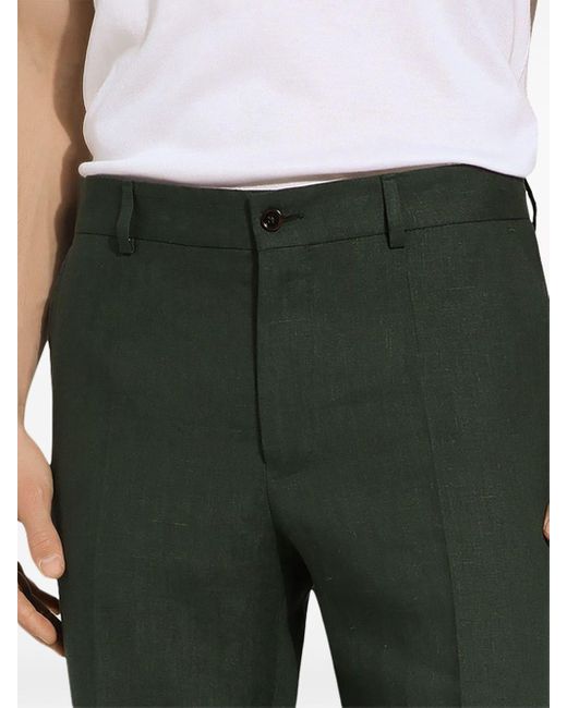 Dolce & Gabbana Green Sartoriale Tailored Linen Trousers for men