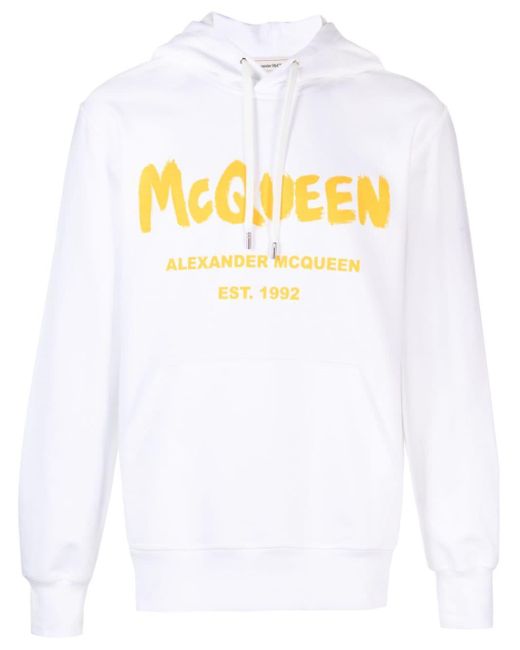 Alexander McQueen Hoodie Met Logoprint in het White voor heren