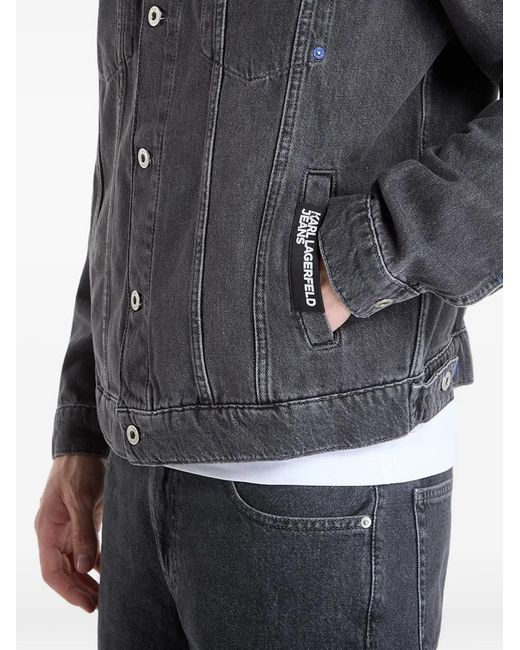 Karl Lagerfeld Blue Veste En Jean À Patch Logo for men