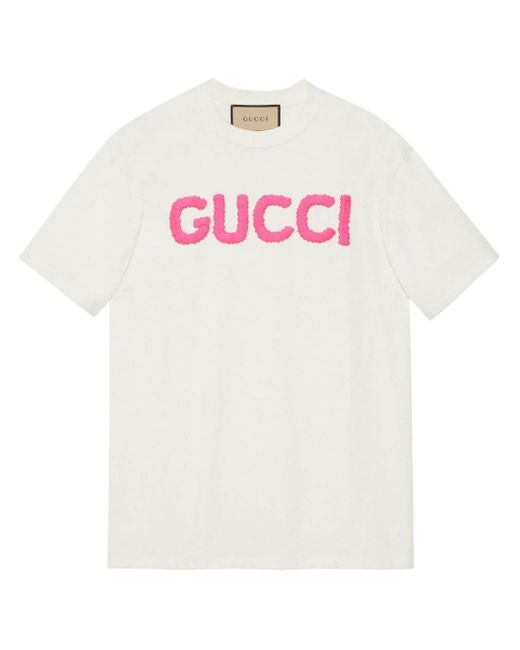 Gucci T-shirt Met Geborduurd Logo in het White