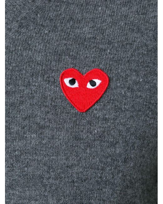 COMME DES GARÇONS PLAY Gray Embroidered Heart Jumper for men