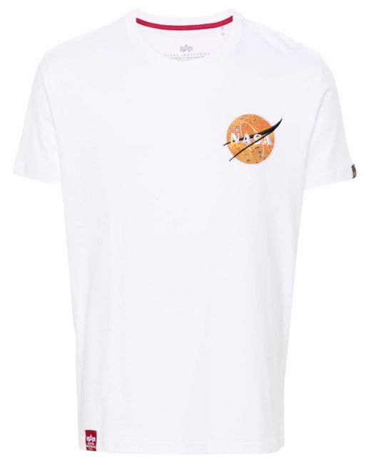 Camiseta Davinci de x NASA Alpha Industries de hombre de color White