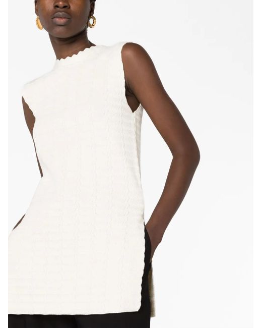 Jil Sander White Sleeveless Knitted Top