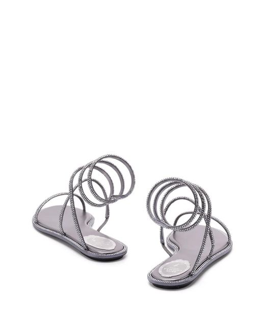 Rene Caovilla White Spiral-Detail Sandals