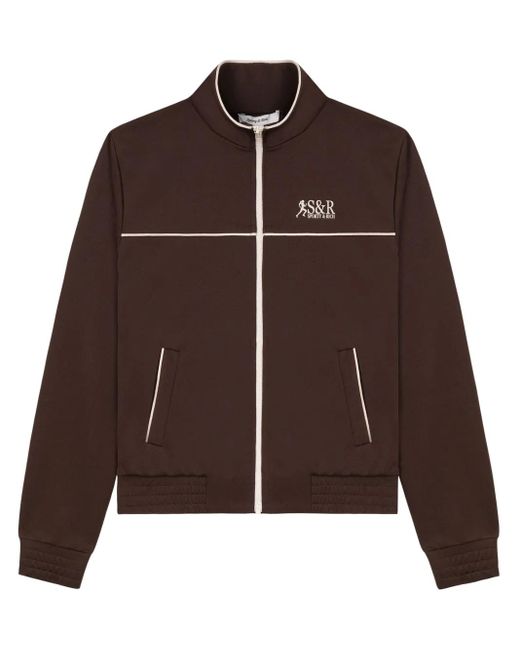 Sporty & Rich Brown Action Logo-Print Track Jacket