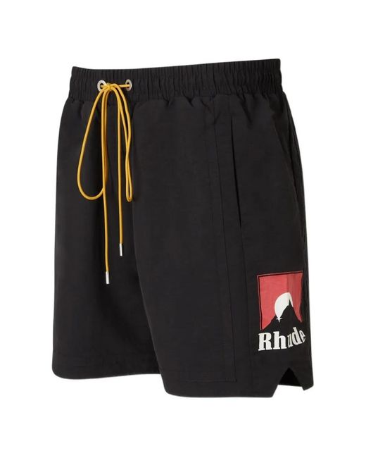 Rhude Black Short Moonlight À Lien De Resserrage for men