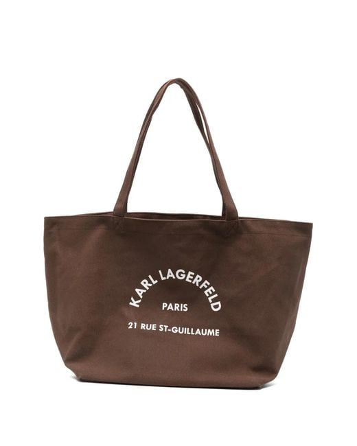 Karl Lagerfeld Brown Logo-Print Tote Bag