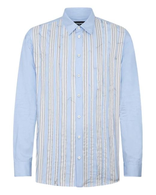 DSquared² Blue Raw Cut Dropped Shoulder Shirt for men