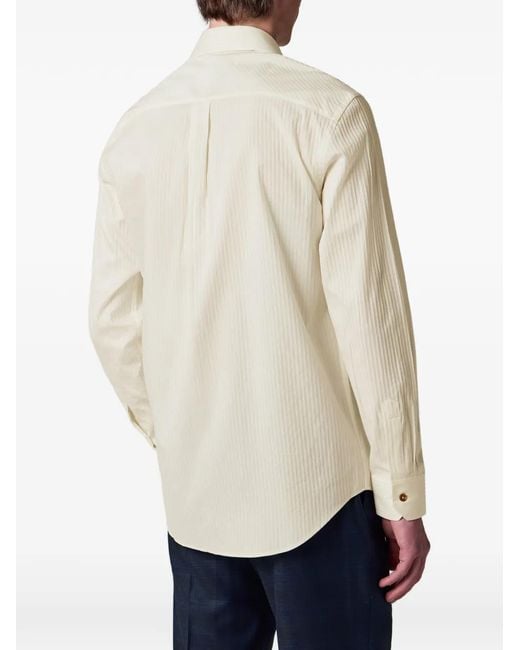 Paul Smith White Regular-Fit Stripe Cotton-Silk Shirt for men