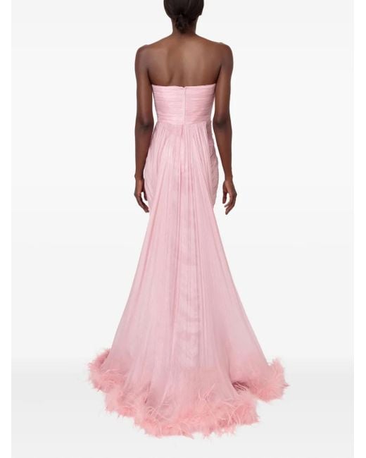 Abito Da Sera Mera Con Bordo Di Piume di IRIS SERBAN in Pink