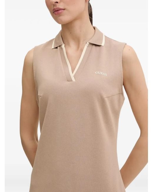 Guess Natural Sleeveless Polo-Collar Mini Dress