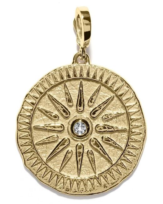 Azlee Metallic 18K Large Sunburst Diamond Pendant