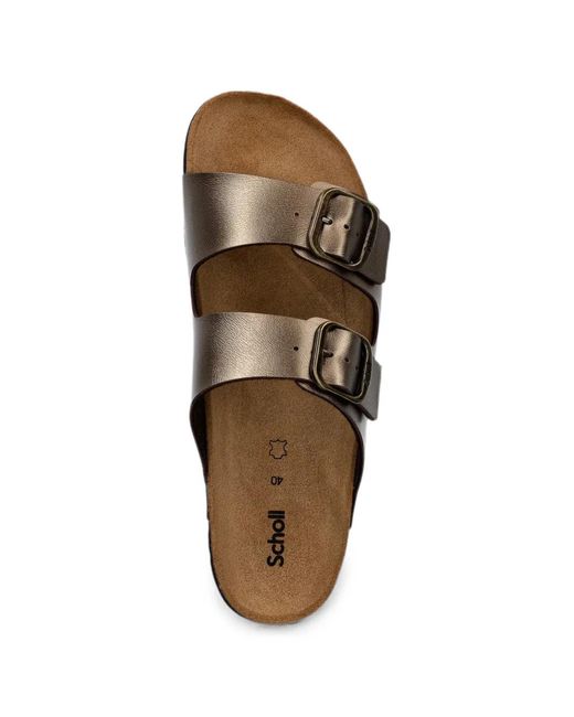 Scholl Brown Josephine Buckle-Fastening Slides