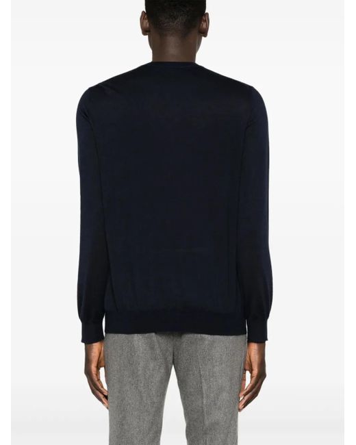 Zanone Blue Cashmere-Sil Crew-Neck Sweater for men
