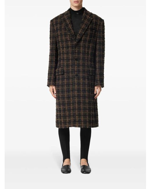 Versace Black Checked Midi Coat for men